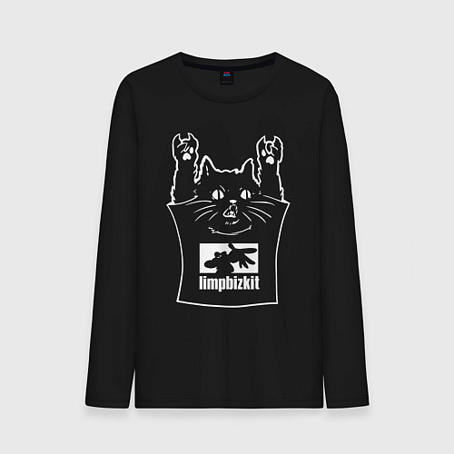 Мужской лонгслив Limp Bizkit - cat rock / Черный – фото 1