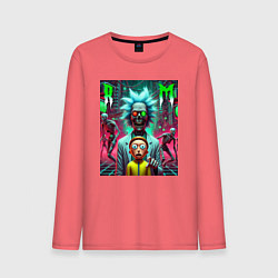 Лонгслив хлопковый мужской Rick and Morty - horror fantasy, цвет: коралловый