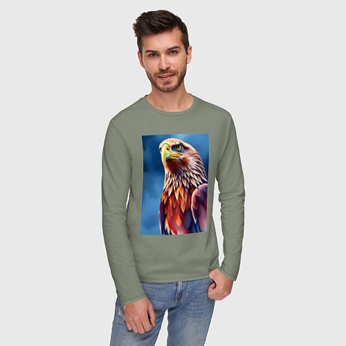 Мужской лонгслив Орел на синем фоне / Авокадо – фото 3
