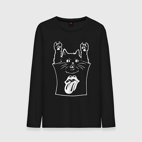 Мужской лонгслив Rolling Stones - cat rock / Черный – фото 1