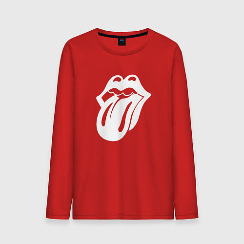 Мужской лонгслив Rolling Stones - white logo / Красный – фото 1