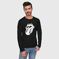 Лонгслив хлопковый мужской Rolling Stones - white logo, цвет: черный — фото 2