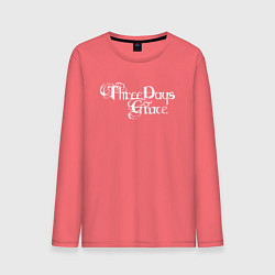 Лонгслив хлопковый мужской Three Days Grace - logo, цвет: коралловый