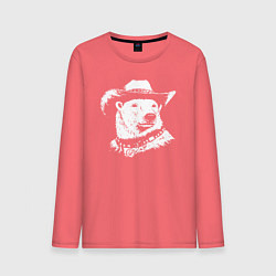 Лонгслив хлопковый мужской Белый медведь ковбой, цвет: коралловый