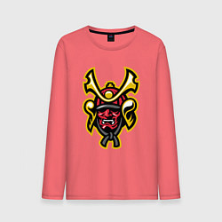Лонгслив хлопковый мужской Samurai face, цвет: коралловый
