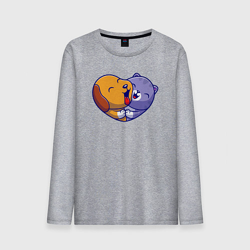 Мужской лонгслив Dog cat love / Меланж – фото 1