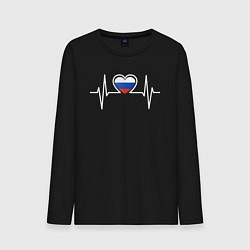 Лонгслив хлопковый мужской Россия в сердце, цвет: черный