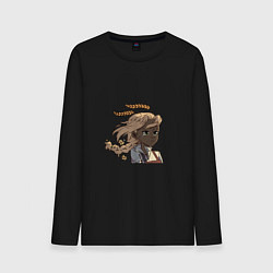 Лонгслив хлопковый мужской Грустный колосок, цвет: черный