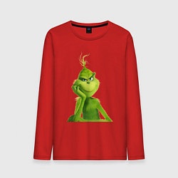 Лонгслив хлопковый мужской Гринч что-то замышляет, цвет: красный