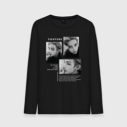 Лонгслив хлопковый мужской Taehyung bts black-white, цвет: черный