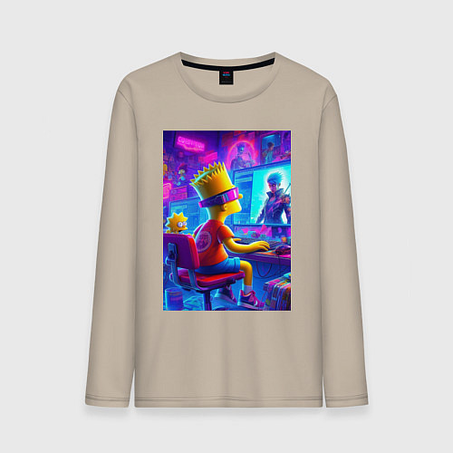 Мужской лонгслив Барт и Мэгги выбирают персонажа / Миндальный – фото 1