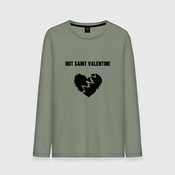 Лонгслив хлопковый мужской Not saint valentine, цвет: авокадо