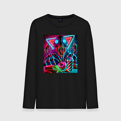 Лонгслив хлопковый мужской Последствие употребления фастфуда, цвет: черный