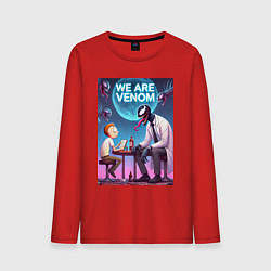 Лонгслив хлопковый мужской Беседа Морти с Риком-Веномом - нейроарт фантазия, цвет: красный