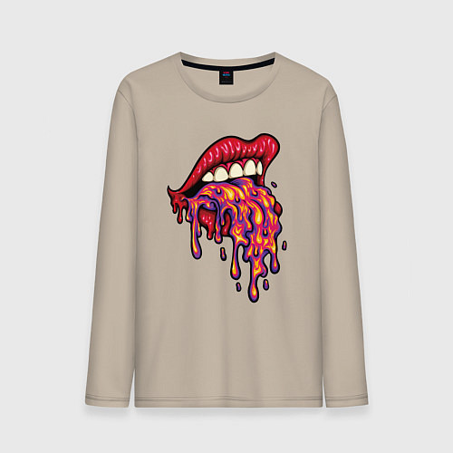 Мужской лонгслив Crazy lips / Миндальный – фото 1