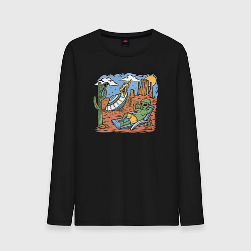 Мужской лонгслив Пришелец в пустыне / Черный – фото 1