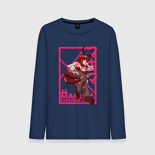 Мужской лонгслив Кролик Макима - Человек бензопила / Тёмно-синий – фото 1