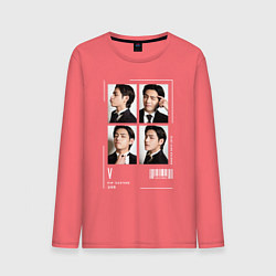 Лонгслив хлопковый мужской Taehyung bts 4cut, цвет: коралловый