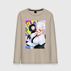 Лонгслив хлопковый мужской Дандадан: Бабка Момо, цвет: миндальный