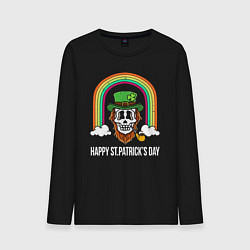 Лонгслив хлопковый мужской Happy St Patricks day - skull, цвет: черный