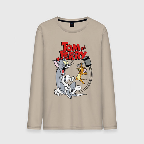 Мужской лонгслив Том и Джерри - кувалда / Миндальный – фото 1