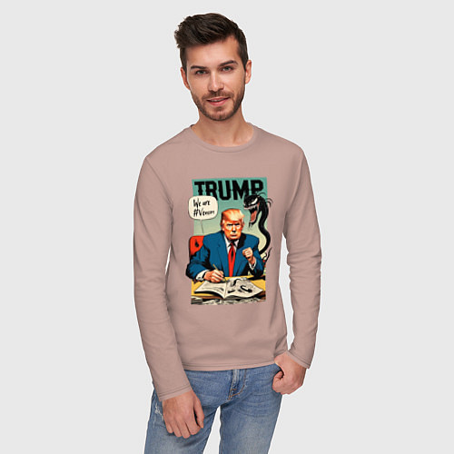 Мужской лонгслив Trump - we are Venom meme / Пыльно-розовый – фото 3