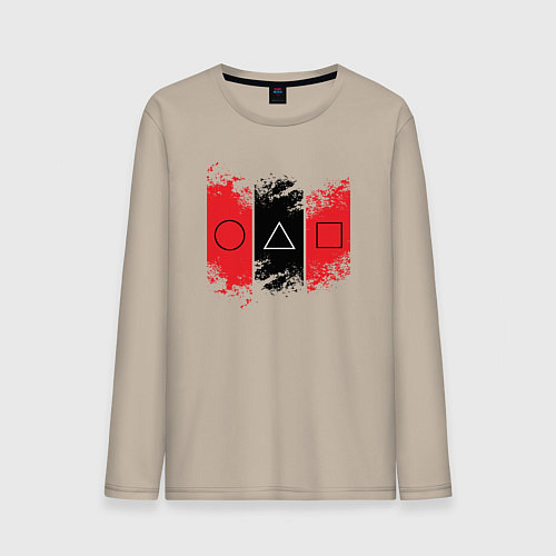 Мужской лонгслив Squid game logos / Миндальный – фото 1