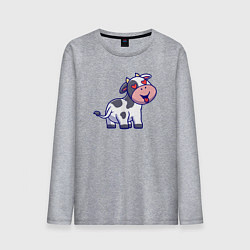 Лонгслив хлопковый мужской Влюблённая коровка, цвет: меланж