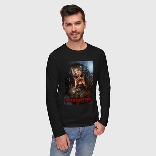 Мужской лонгслив Predator movie / Черный – фото 3