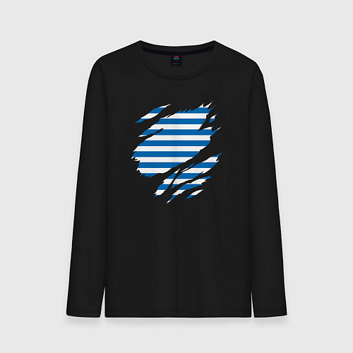 Мужской лонгслив Порванная тельняшка / Черный – фото 1