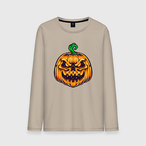 Мужской лонгслив Halloween pumpkin / Миндальный – фото 1