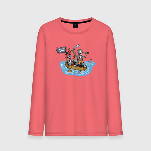 Мужской лонгслив Мёртвые пиратики / Коралловый – фото 1