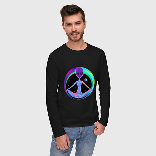 Мужской лонгслив Alien Peace / Черный – фото 3