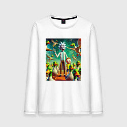 Лонгслив хлопковый мужской Рик и Морти среди уток - нейроарт, цвет: белый