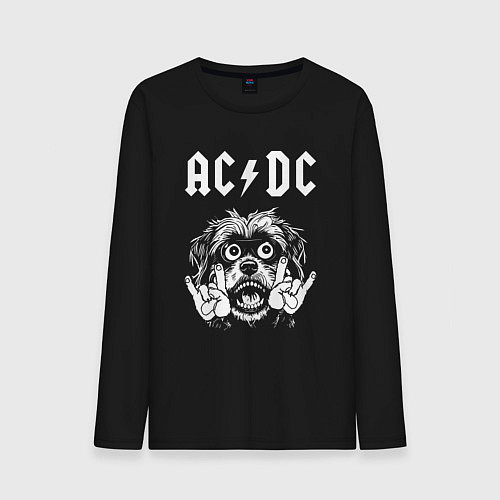 Мужской лонгслив AC DC rock dog / Черный – фото 1