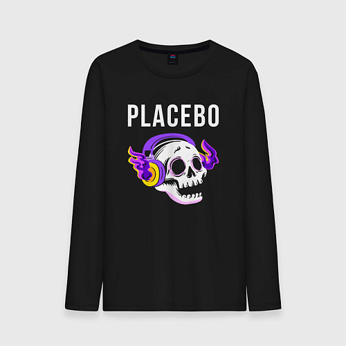 Мужской лонгслив Placebo - неоновый череп / Черный – фото 1