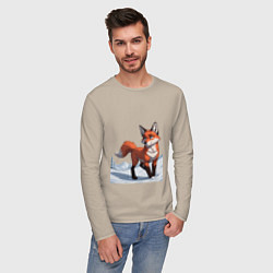 Лонгслив хлопковый мужской Лисица-сестрица, цвет: миндальный — фото 2