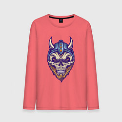 Лонгслив хлопковый мужской Skull viking, цвет: коралловый