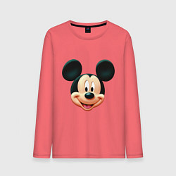 Лонгслив хлопковый мужской Mickey mouse head, цвет: коралловый