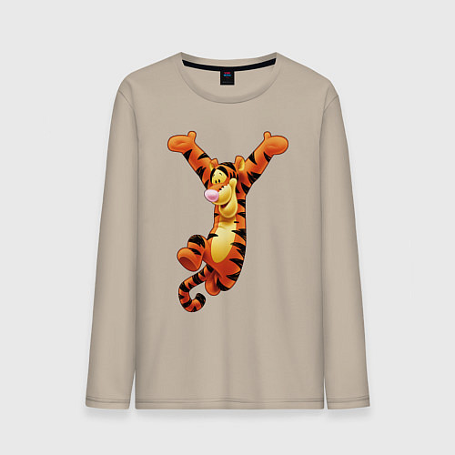 Мужской лонгслив Винни пух - Тигруля / Миндальный – фото 1