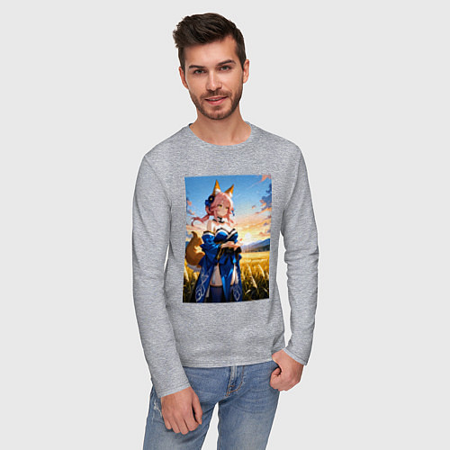 Мужской лонгслив Tamamo no Mae Fate Grand Order / Меланж – фото 3