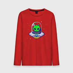 Лонгслив хлопковый мужской Полёт пришельца, цвет: красный