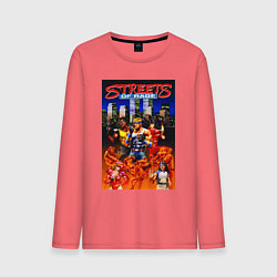 Лонгслив хлопковый мужской Streets of rage - bare knuckle, цвет: коралловый