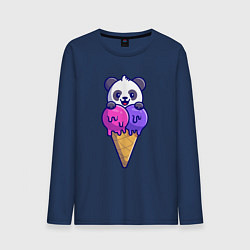 Лонгслив хлопковый мужской Panda ice cream, цвет: тёмно-синий