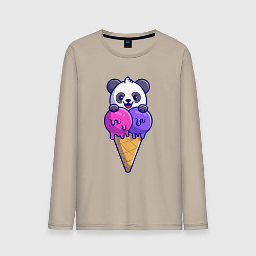 Мужской лонгслив Panda ice cream / Миндальный – фото 1