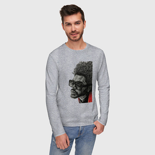 Мужской лонгслив Blinding lights the weeknd / Меланж – фото 3