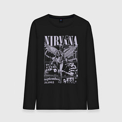 Лонгслив хлопковый мужской Nirvana grunge, цвет: черный