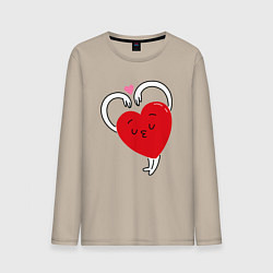 Лонгслив хлопковый мужской Love hands, цвет: миндальный