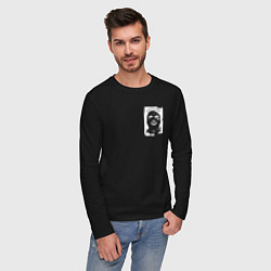 Лонгслив хлопковый мужской Девушка с оскалом в маске, цвет: черный — фото 2