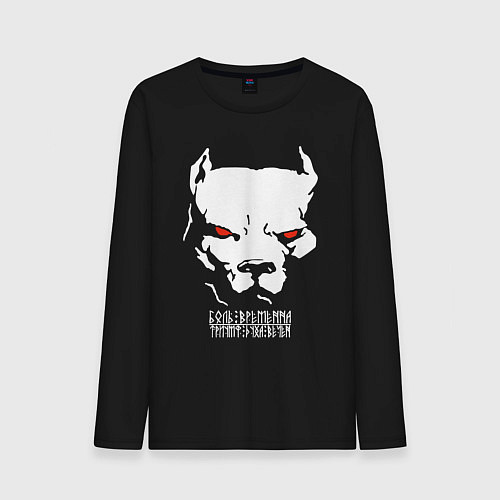 Мужской лонгслив Боль временна триумф духа вечен - белый воин / Черный – фото 1